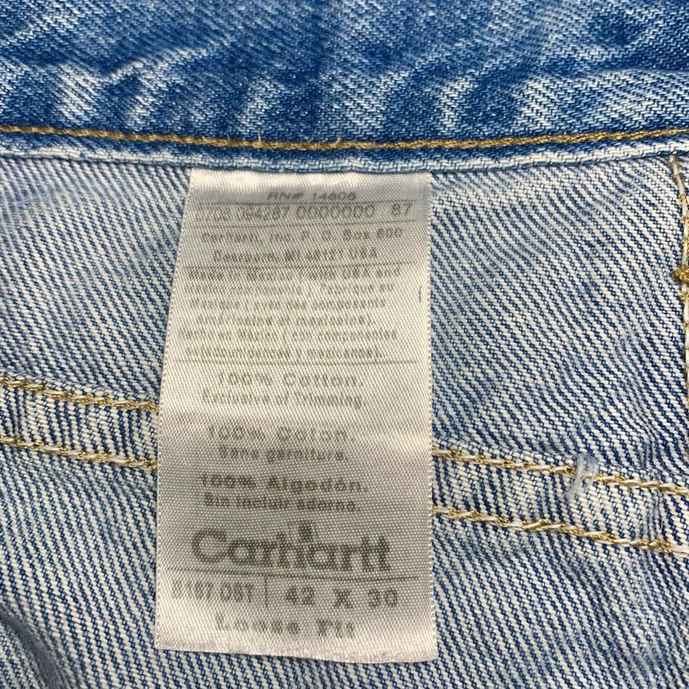 Carhartt Jeans Mens 42x 30‎ Distressed Denim Loose Fit Workwear B167 DST Vtg